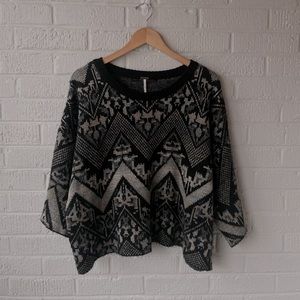 Free People Aztec Superstar Cropped Sweater Size L